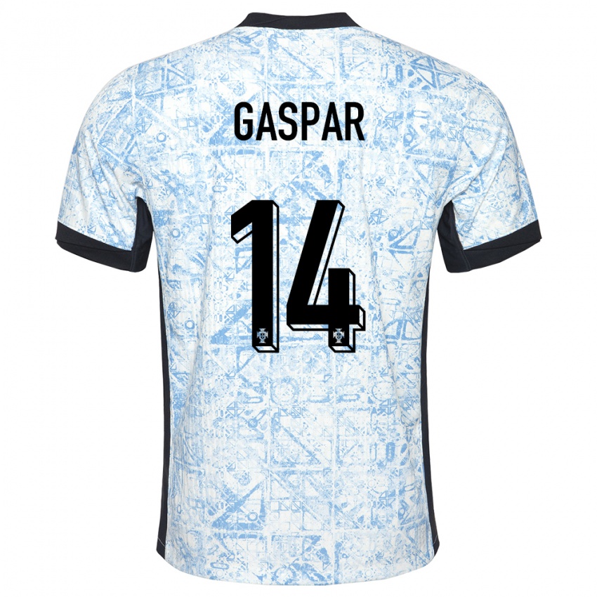 Dames Portugal Guilherme Gaspar #14 Crème Blauw Uitshirt Uittenue 24-26 T-Shirt België
