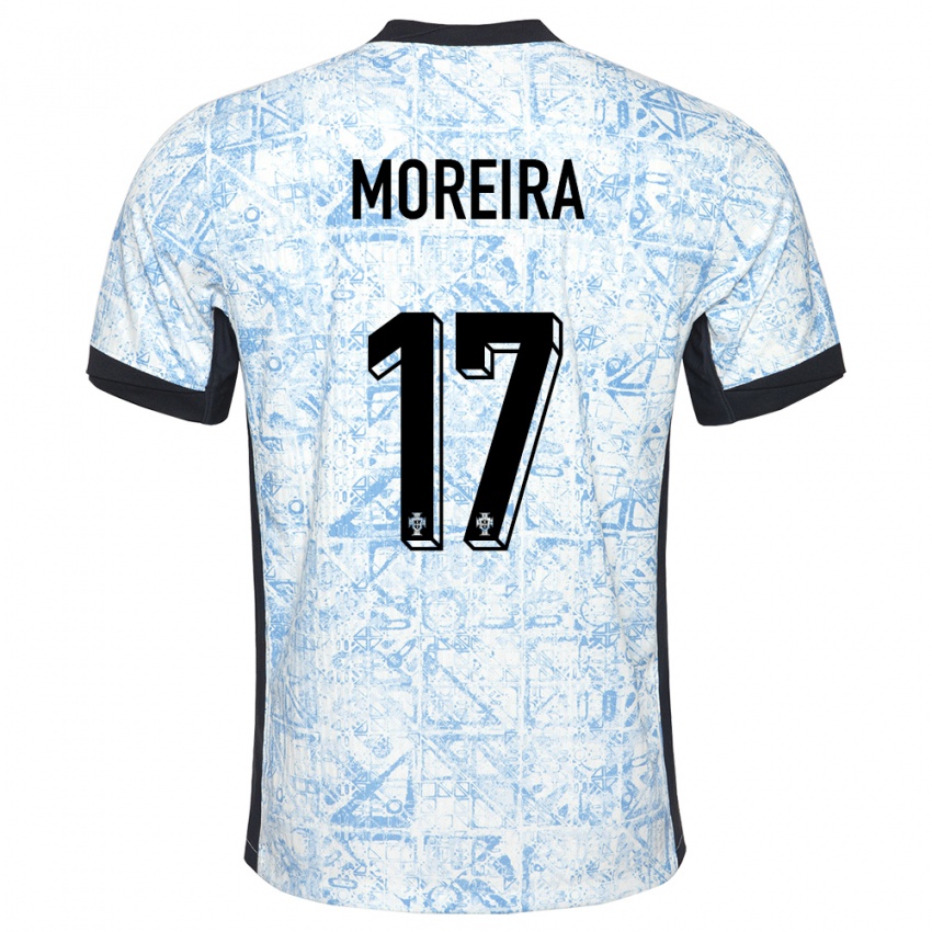 Dames Portugal Goncalo Moreira #17 Crème Blauw Uitshirt Uittenue 24-26 T-Shirt België