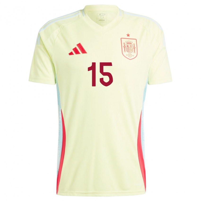 Damen Spanien Diego Llorente #15 Gelb Auswärtstrikot Trikot 24-26 T-Shirt Belgien