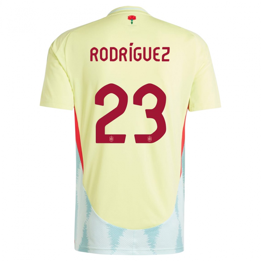Femme Maillot Espagne Misa Rodriguez #23 Jaune Tenues Extérieur 24-26 T-Shirt Belgique