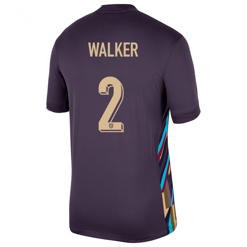 Damen England Kyle Walker #2 Dunkle Rosine Auswärtstrikot Trikot 24-26 T-Shirt Belgien