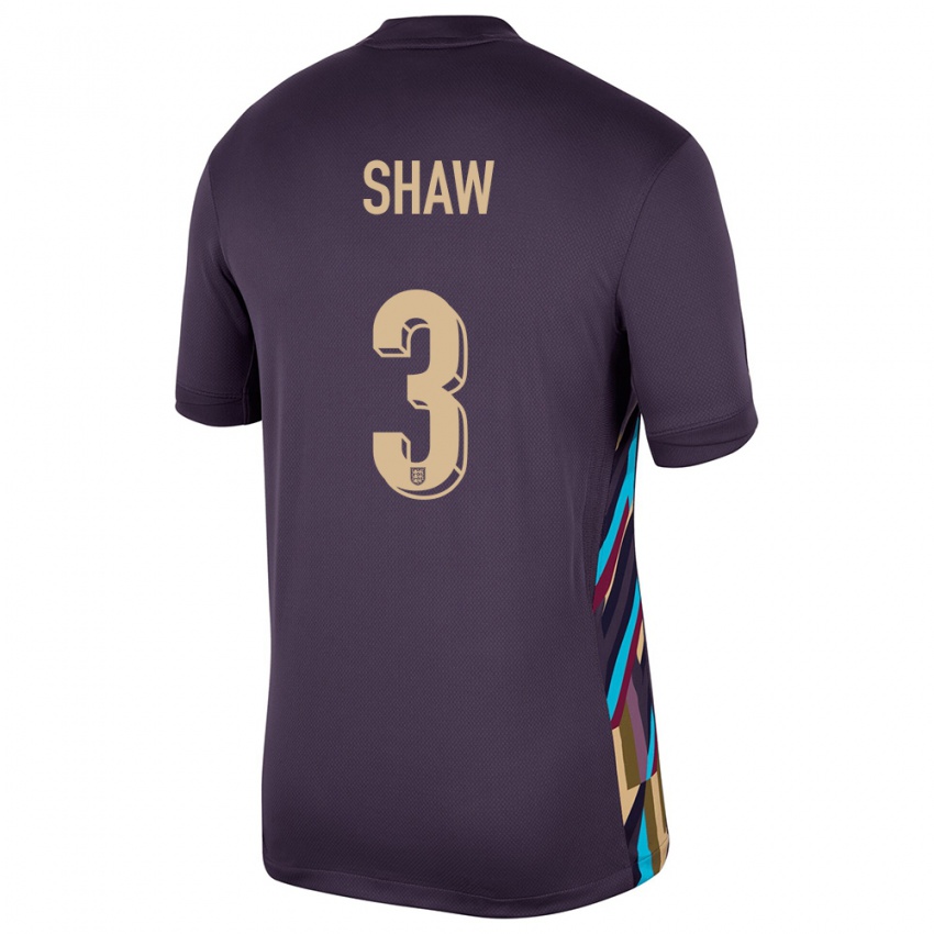 Dames Engeland Luke Shaw #3 Donkere Rozijn Uitshirt Uittenue 24-26 T-Shirt België