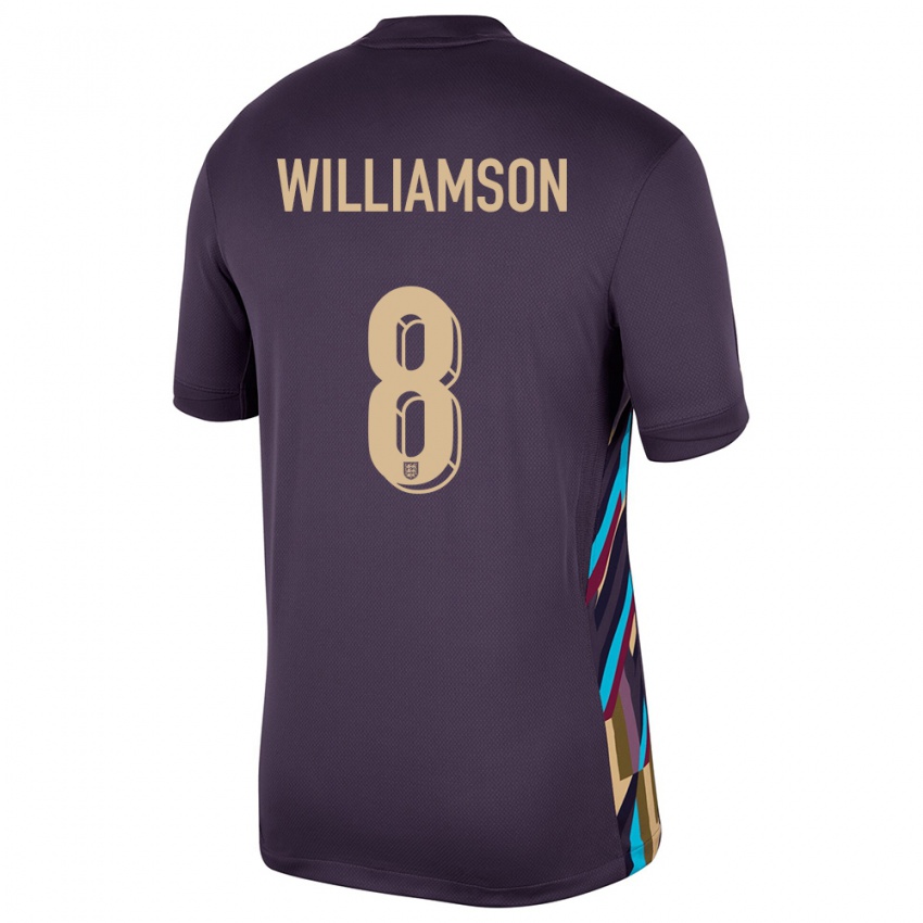 Damen England Leah Williamson #8 Dunkle Rosine Auswärtstrikot Trikot 24-26 T-Shirt Belgien