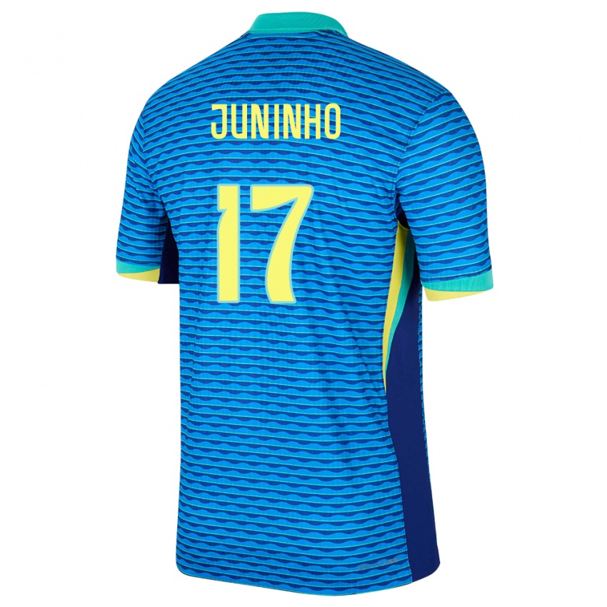 Damen Brasilien Juninho #17 Blau Auswärtstrikot Trikot 24-26 T-Shirt Belgien