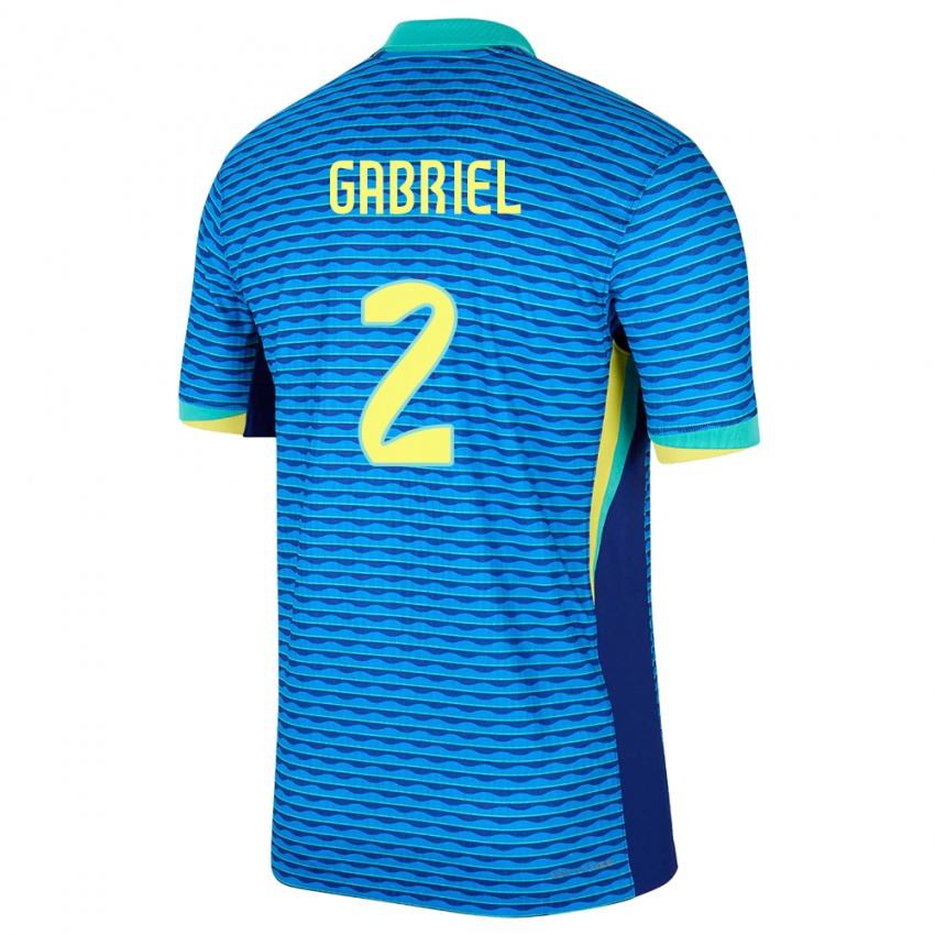 Dames Brazilië Victor Gabriel #2 Blauw Uitshirt Uittenue 24-26 T-Shirt België