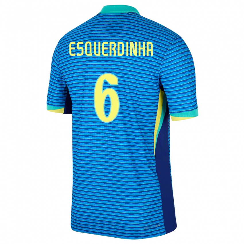 Dames Brazilië Esquerdinha #6 Blauw Uitshirt Uittenue 24-26 T-Shirt België