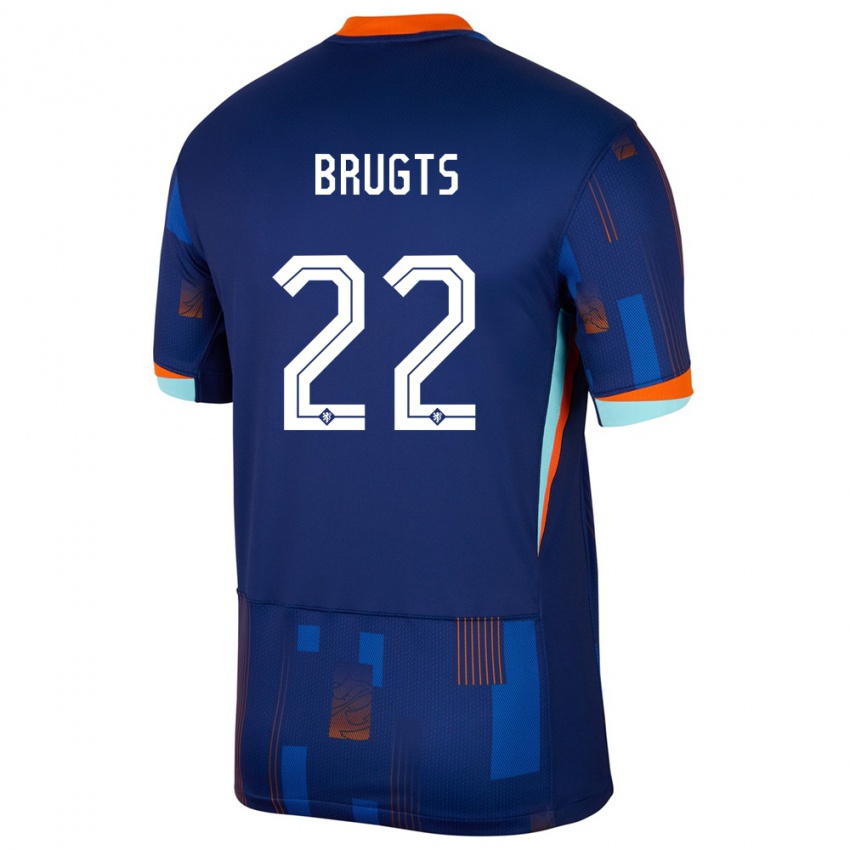 Dames Nederland Esmee Brugts #22 Blauw Uitshirt Uittenue 24-26 T-Shirt België