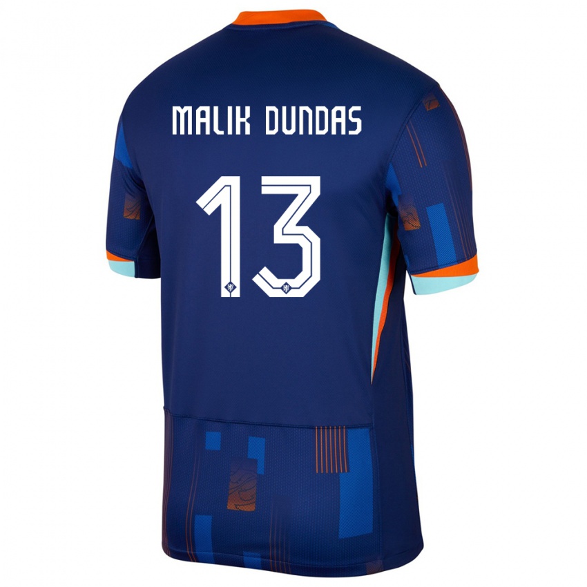 Dames Nederland Noa Malik Dundas #13 Blauw Uitshirt Uittenue 24-26 T-Shirt België