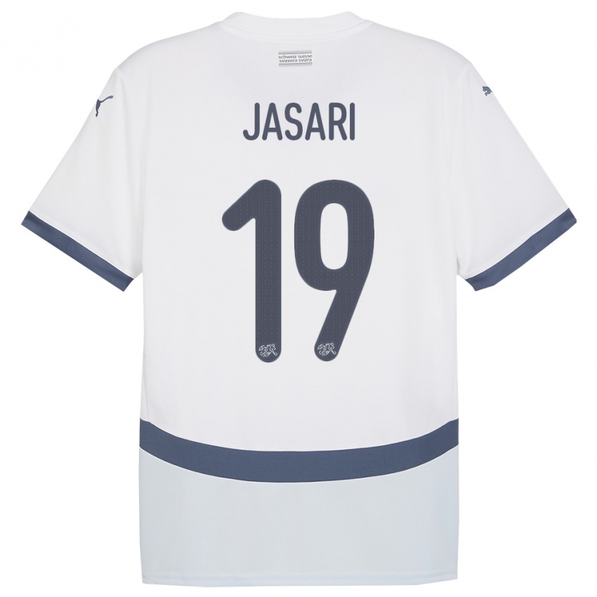 Dames Zwitserland Ardon Jasari #19 Wit Uitshirt Uittenue 24-26 T-Shirt België