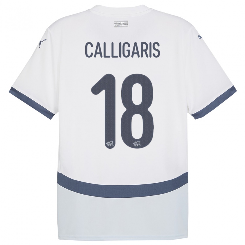 Dames Zwitserland Viola Calligaris #18 Wit Uitshirt Uittenue 24-26 T-Shirt België