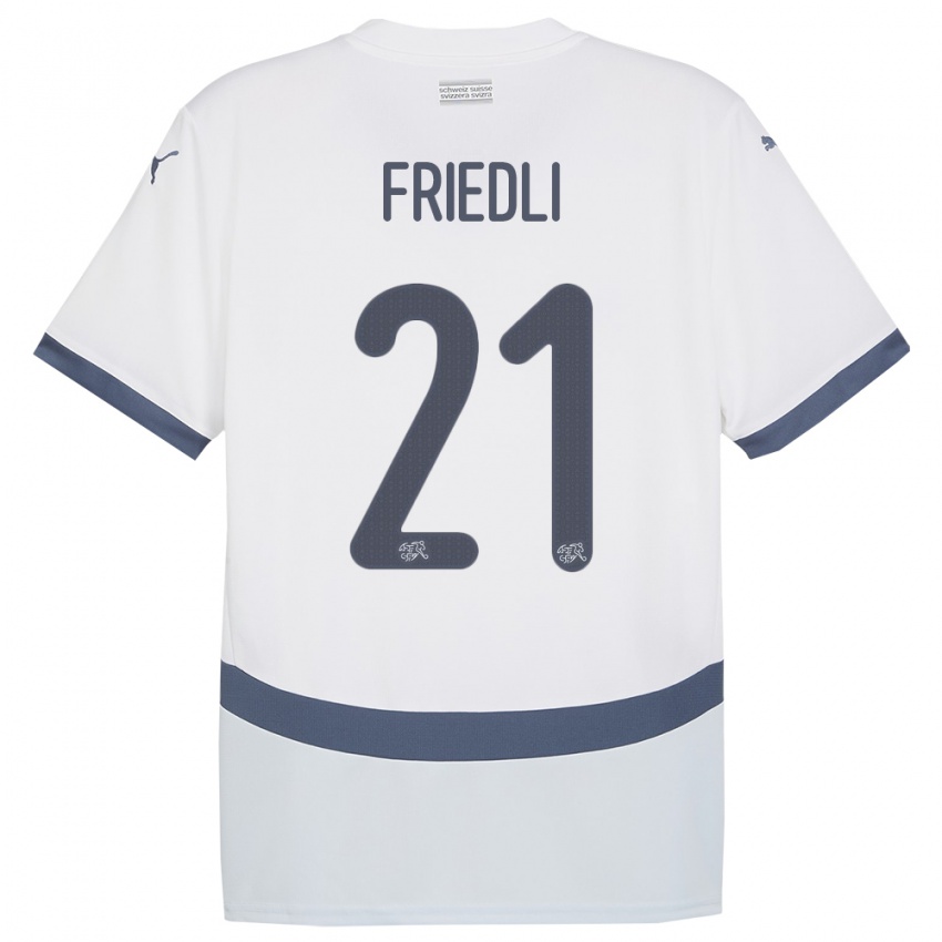 Dames Zwitserland Seraina Friedli #21 Wit Uitshirt Uittenue 24-26 T-Shirt België