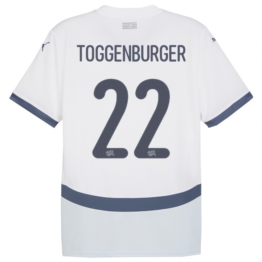Dames Zwitserland Nando Toggenburger #22 Wit Uitshirt Uittenue 24-26 T-Shirt België