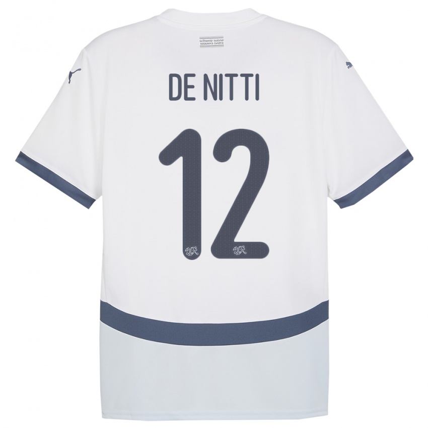 Dames Zwitserland Gianni De Nitti #12 Wit Uitshirt Uittenue 24-26 T-Shirt België