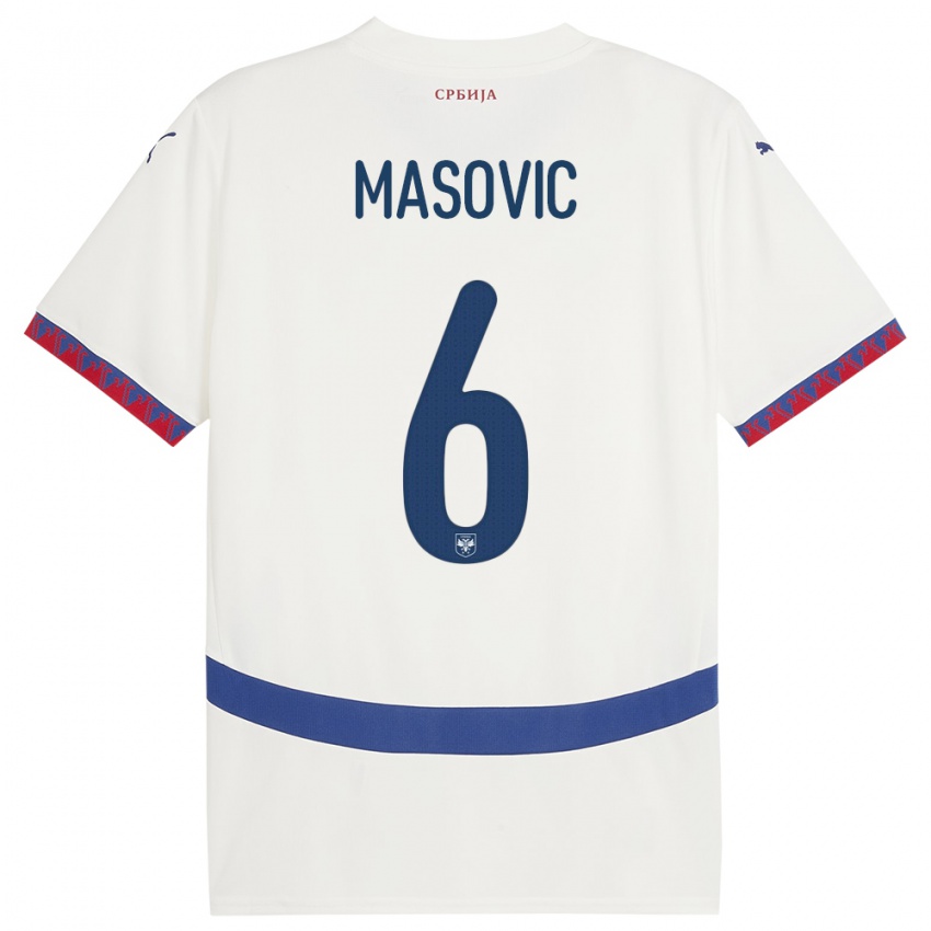 Dames Servië Erhan Masovic #6 Wit Uitshirt Uittenue 24-26 T-Shirt België