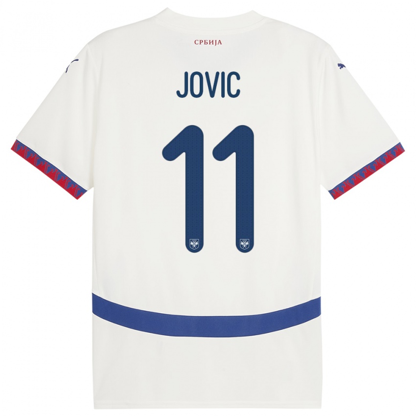 Dames Servië Luka Jovic #11 Wit Uitshirt Uittenue 24-26 T-Shirt België