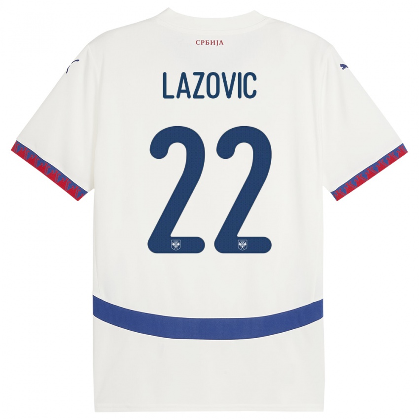 Dames Servië Darko Lazovic #22 Wit Uitshirt Uittenue 24-26 T-Shirt België