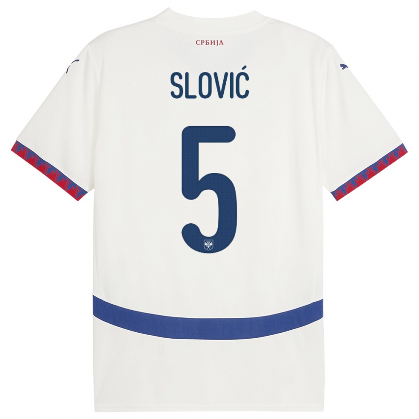 Dames Servië Violeta Slovic #5 Wit Uitshirt Uittenue 24-26 T-Shirt België