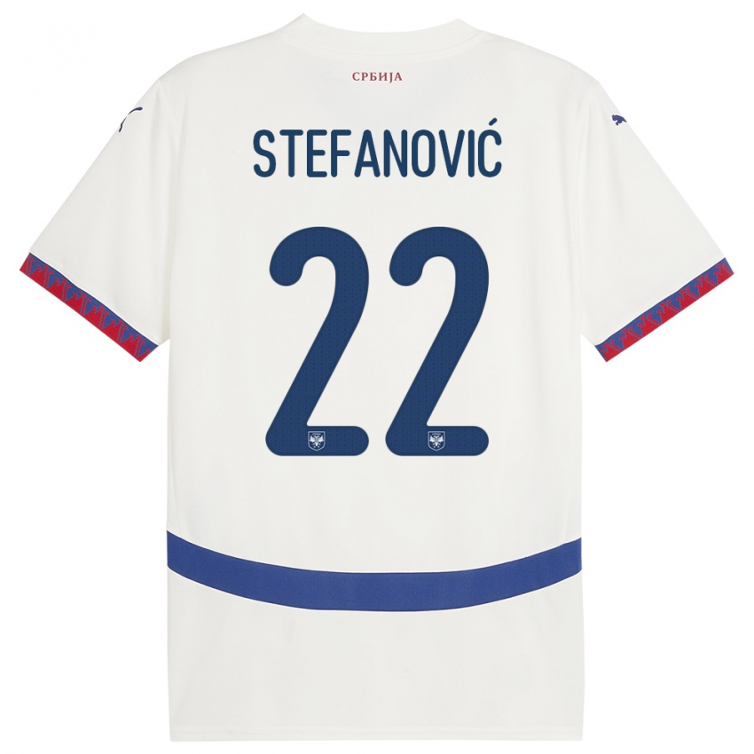 Dames Servië Dejana Stefanovic #22 Wit Uitshirt Uittenue 24-26 T-Shirt België