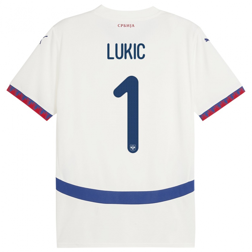 Dames Servië Ognjen Lukic #1 Wit Uitshirt Uittenue 24-26 T-Shirt België