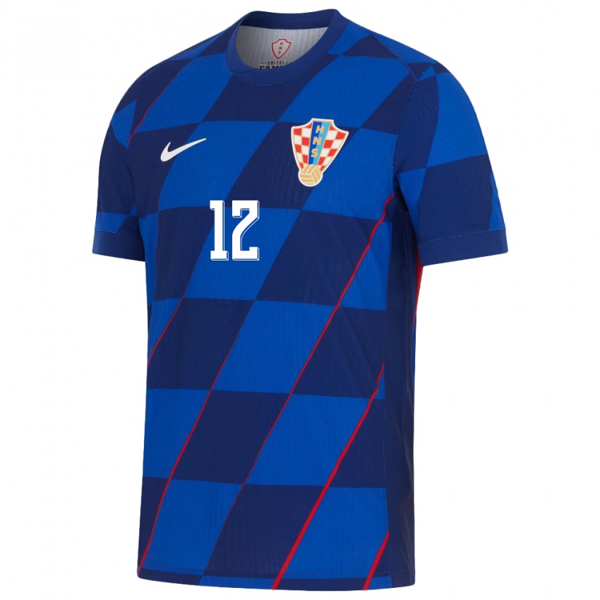 Damen Kroatien Ivor Pandur #12 Blau Auswärtstrikot Trikot 24-26 T-Shirt Belgien