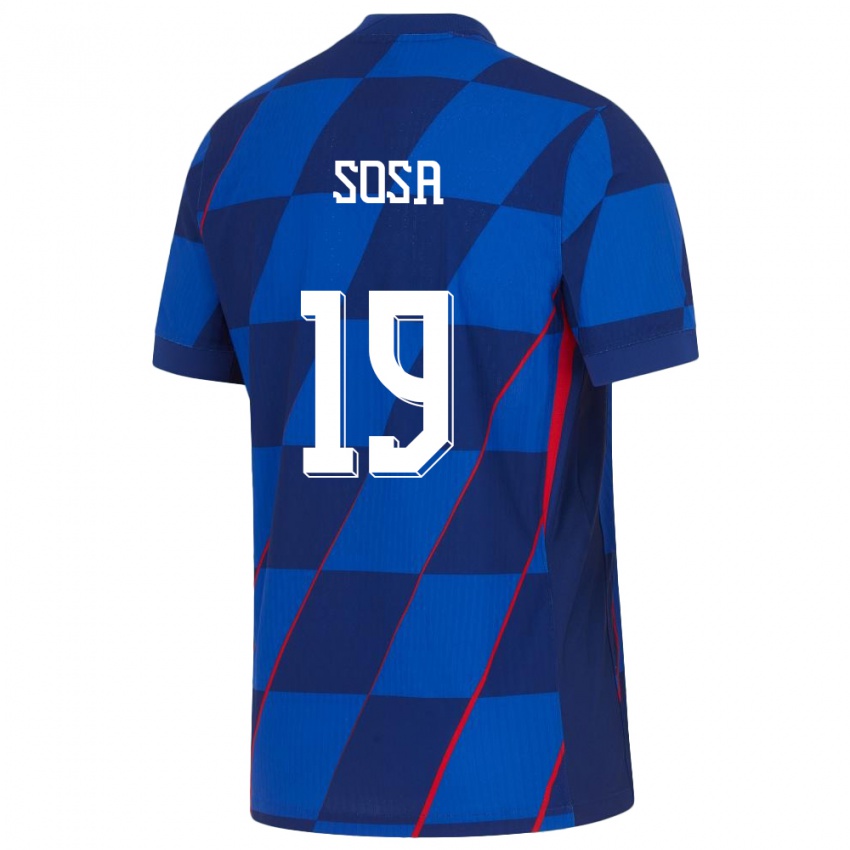 Dames Kroatië Borna Sosa #19 Blauw Uitshirt Uittenue 24-26 T-Shirt België