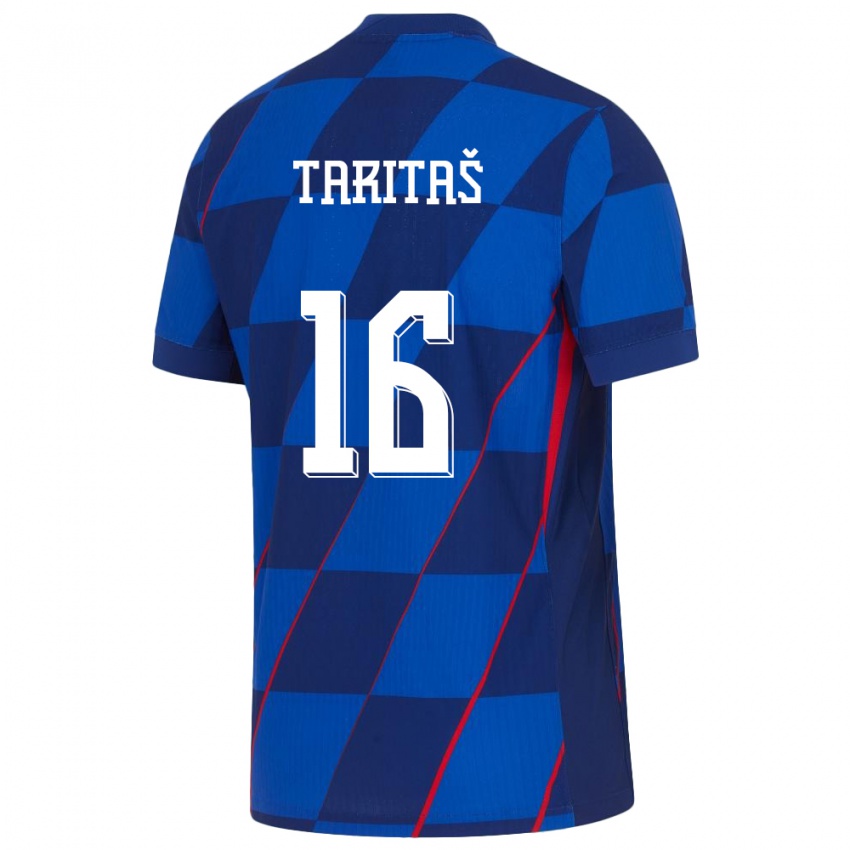 Dames Kroatië Martina Taritas #16 Blauw Uitshirt Uittenue 24-26 T-Shirt België