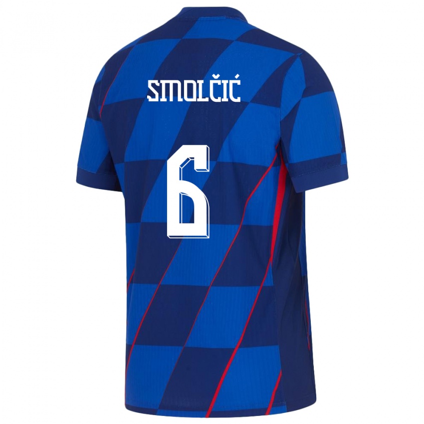 Dames Kroatië Hrvoje Smolcic #6 Blauw Uitshirt Uittenue 24-26 T-Shirt België