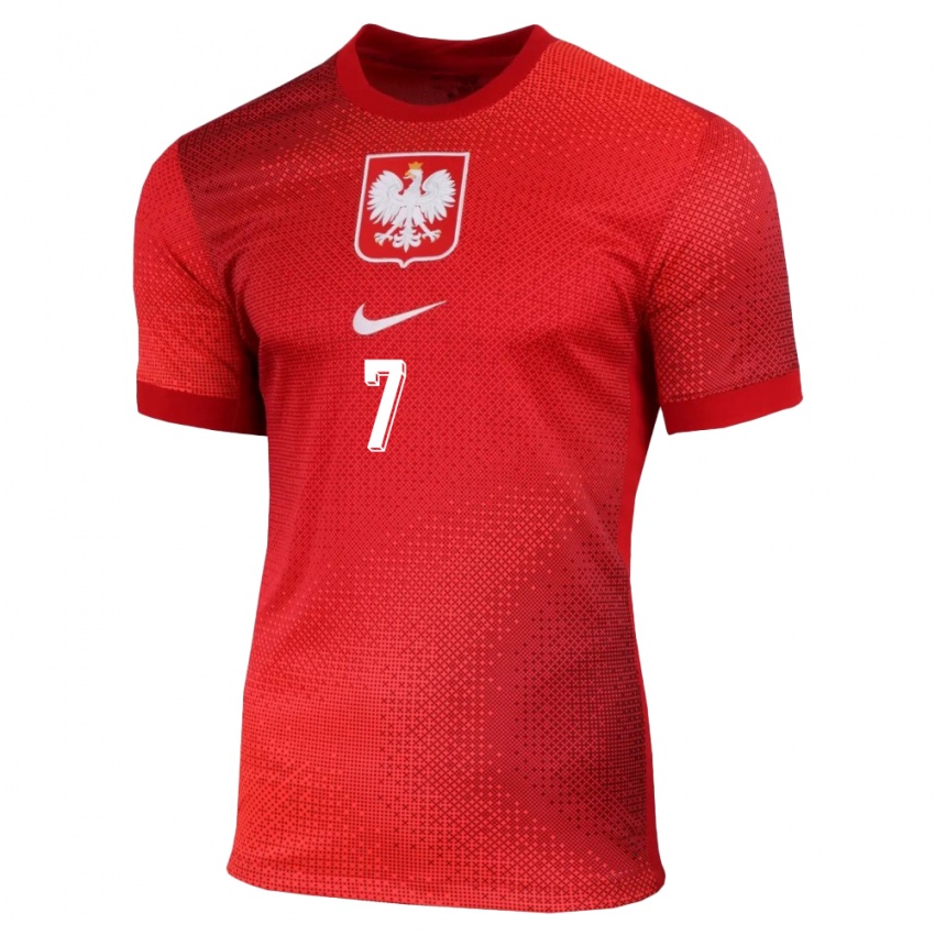 Damen Polen Filip Wolski #7 Rot Auswärtstrikot Trikot 24-26 T-Shirt Belgien