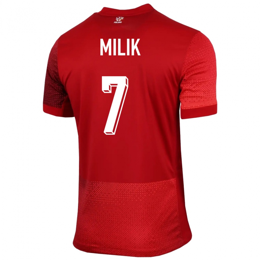 Damen Polen Arkadiusz Milik #7 Rot Auswärtstrikot Trikot 24-26 T-Shirt Belgien