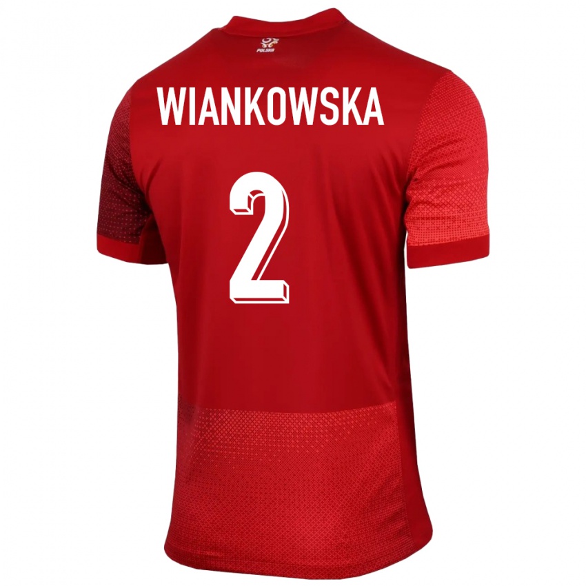 Damen Polen Martyna Wiankowska #2 Rot Auswärtstrikot Trikot 24-26 T-Shirt Belgien