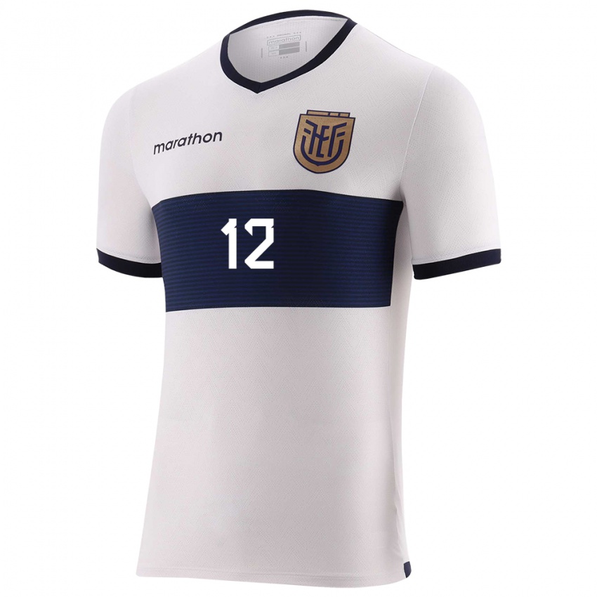 Damen Ecuador Gonzalo Valle #12 Weiß Auswärtstrikot Trikot 24-26 T-Shirt Belgien