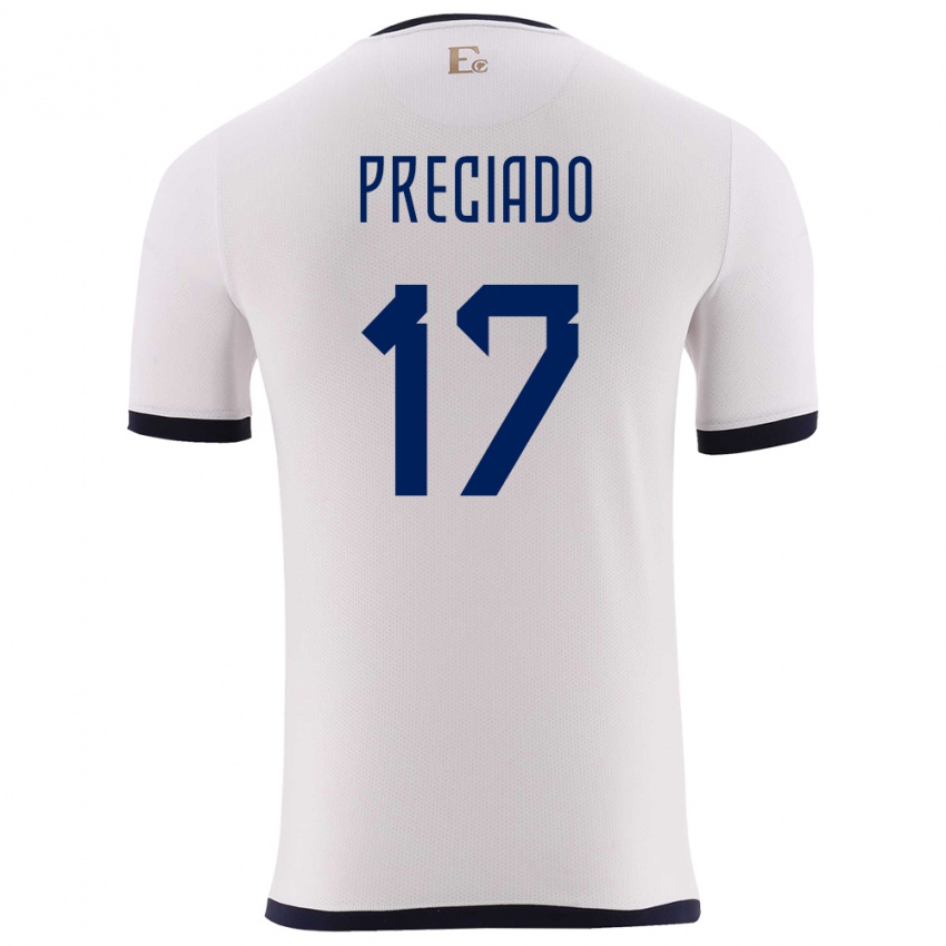 Damen Ecuador Angelo Preciado #17 Weiß Auswärtstrikot Trikot 24-26 T-Shirt Belgien