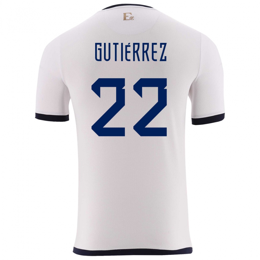 Dames Ecuador Melanie Gutierrez #22 Wit Uitshirt Uittenue 24-26 T-Shirt België