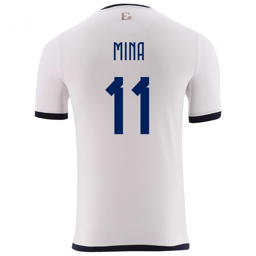 Damen Ecuador Ariel Mina #11 Weiß Auswärtstrikot Trikot 24-26 T-Shirt Belgien