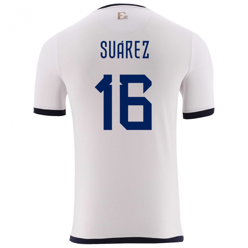 Damen Ecuador Ariel Suarez #16 Weiß Auswärtstrikot Trikot 24-26 T-Shirt Belgien