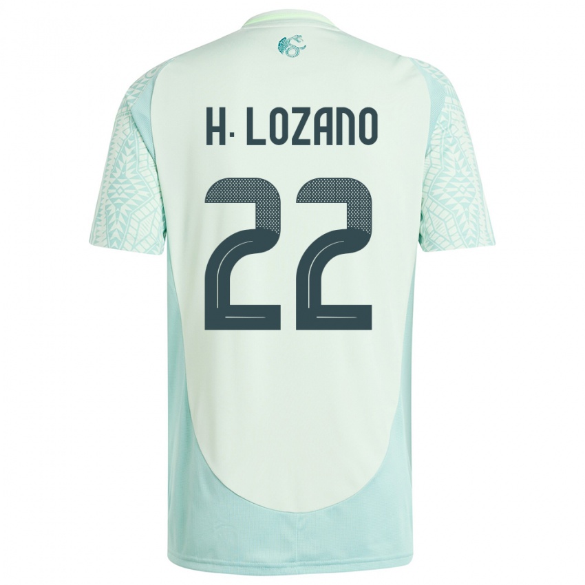 Damen Mexiko Hirving Lozano #22 Leinengrün Auswärtstrikot Trikot 24-26 T-Shirt Belgien