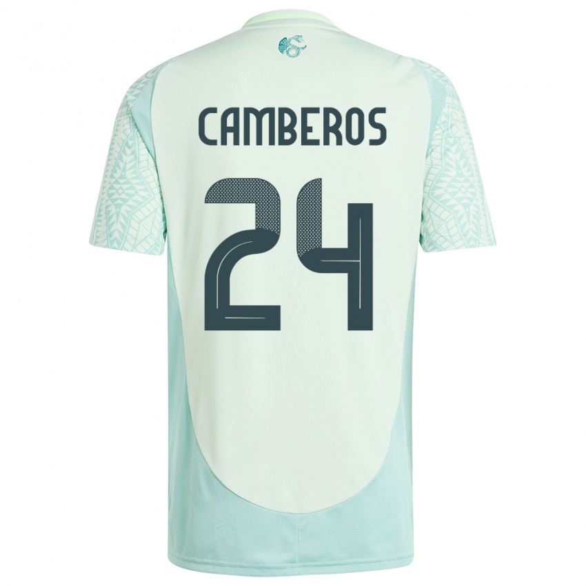 Damen Mexiko Scarlett Camberos #24 Leinengrün Auswärtstrikot Trikot 24-26 T-Shirt Belgien