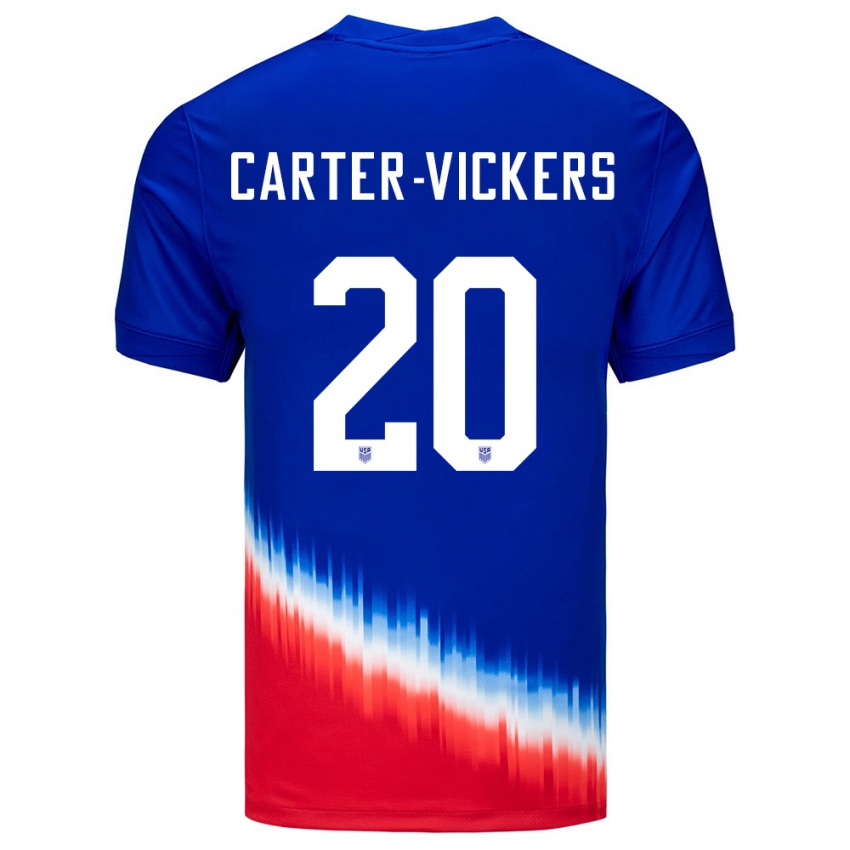 Femme Maillot États-Unis Cameron Carter-Vickers #20 Bleu Tenues Extérieur 24-26 T-Shirt Belgique