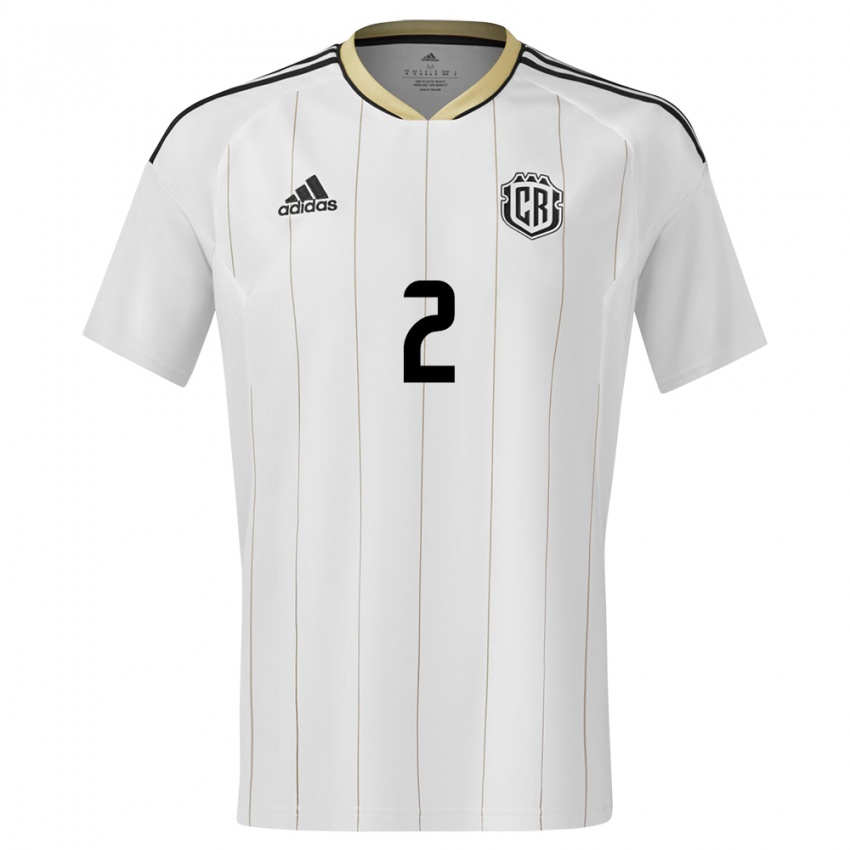 Damen Costa Rica Daniel Chacon #2 Weiß Auswärtstrikot Trikot 24-26 T-Shirt Belgien