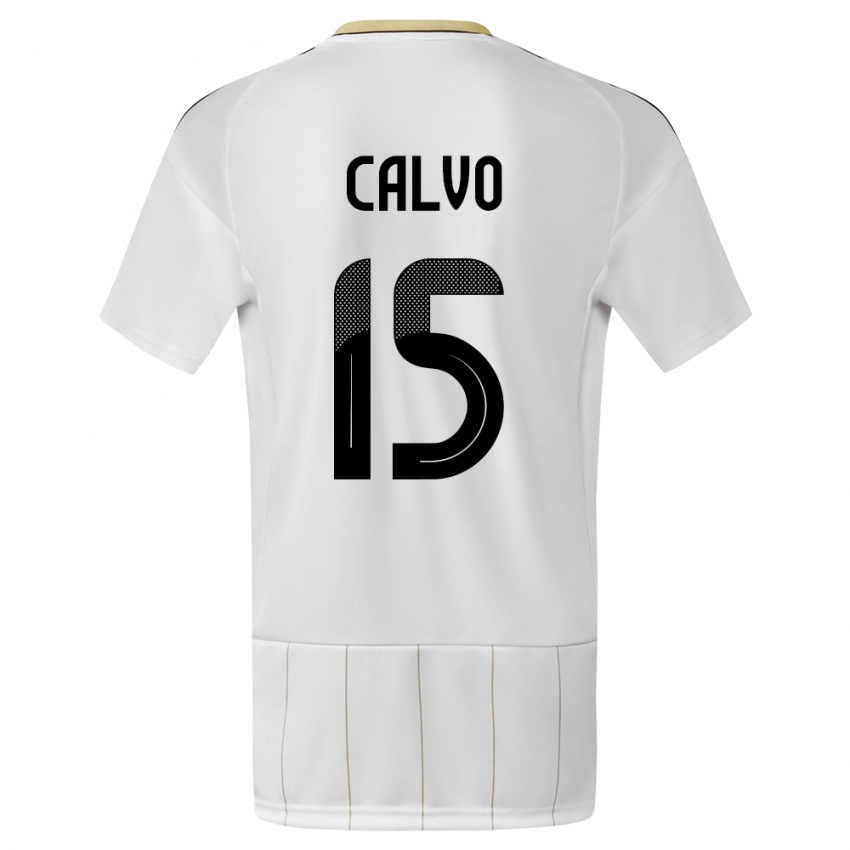 Damen Costa Rica Francisco Calvo #15 Weiß Auswärtstrikot Trikot 24-26 T-Shirt Belgien