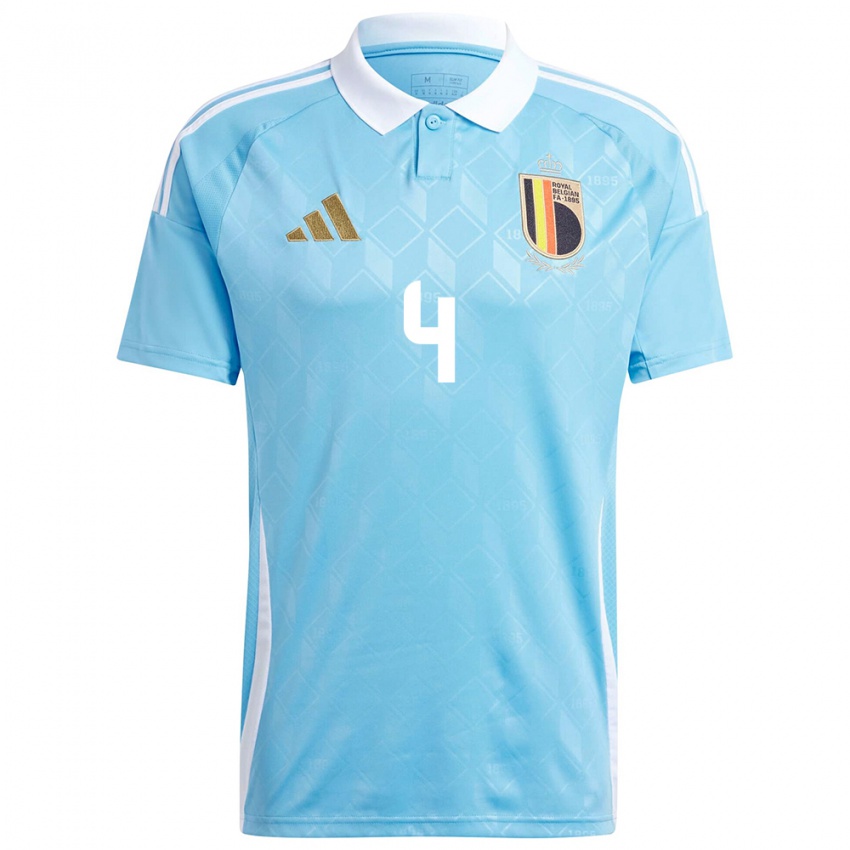 Damen Belgien Ewoud Pletinckx #4 Blau Auswärtstrikot Trikot 24-26 T-Shirt Belgien