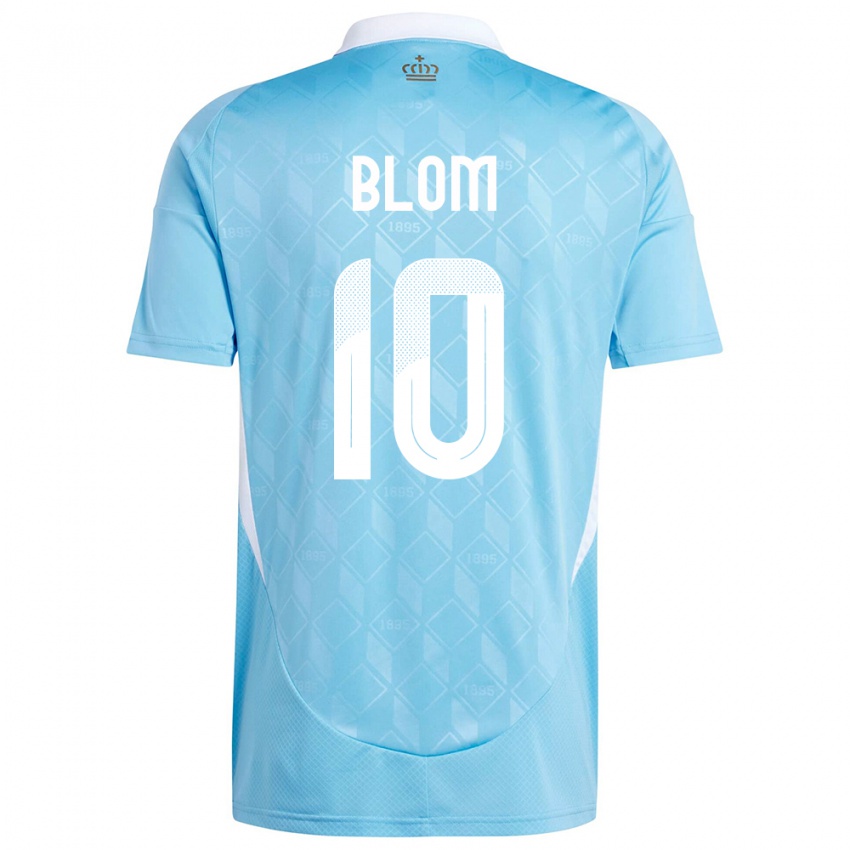 Damen Belgien Jassina Blom #10 Blau Auswärtstrikot Trikot 24-26 T-Shirt Belgien
