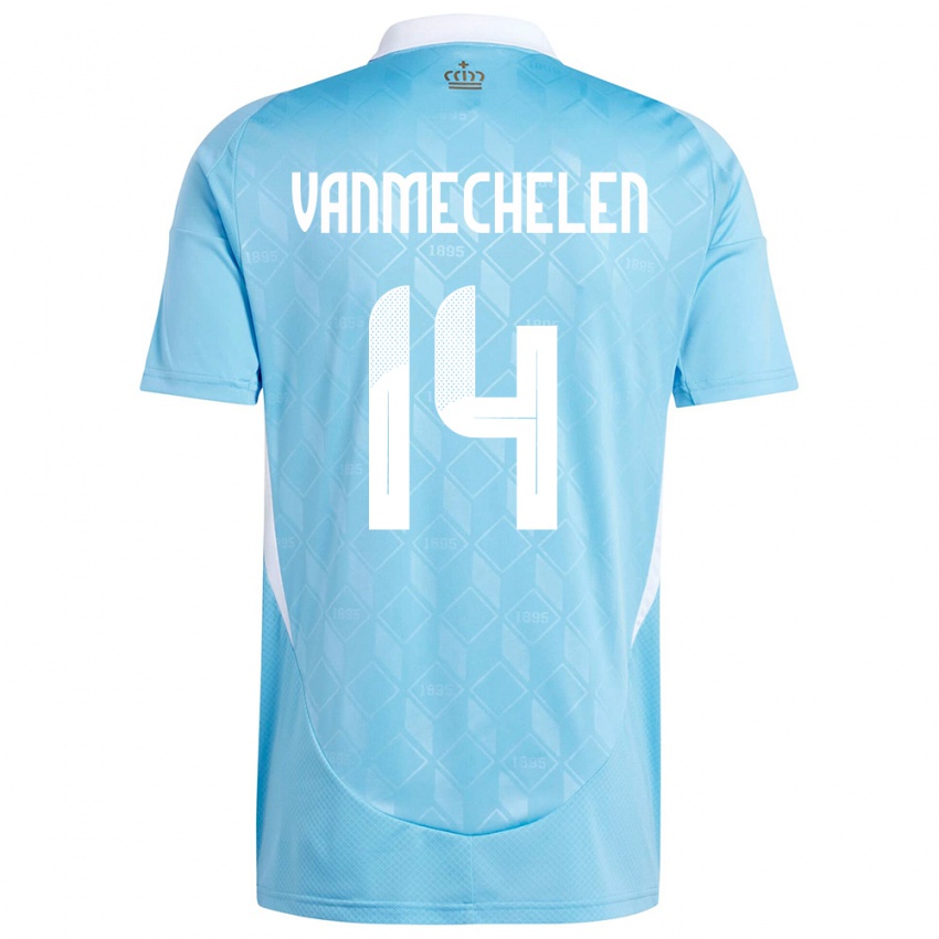 Damen Belgien Davinia Vanmechelen #14 Blau Auswärtstrikot Trikot 24-26 T-Shirt Belgien