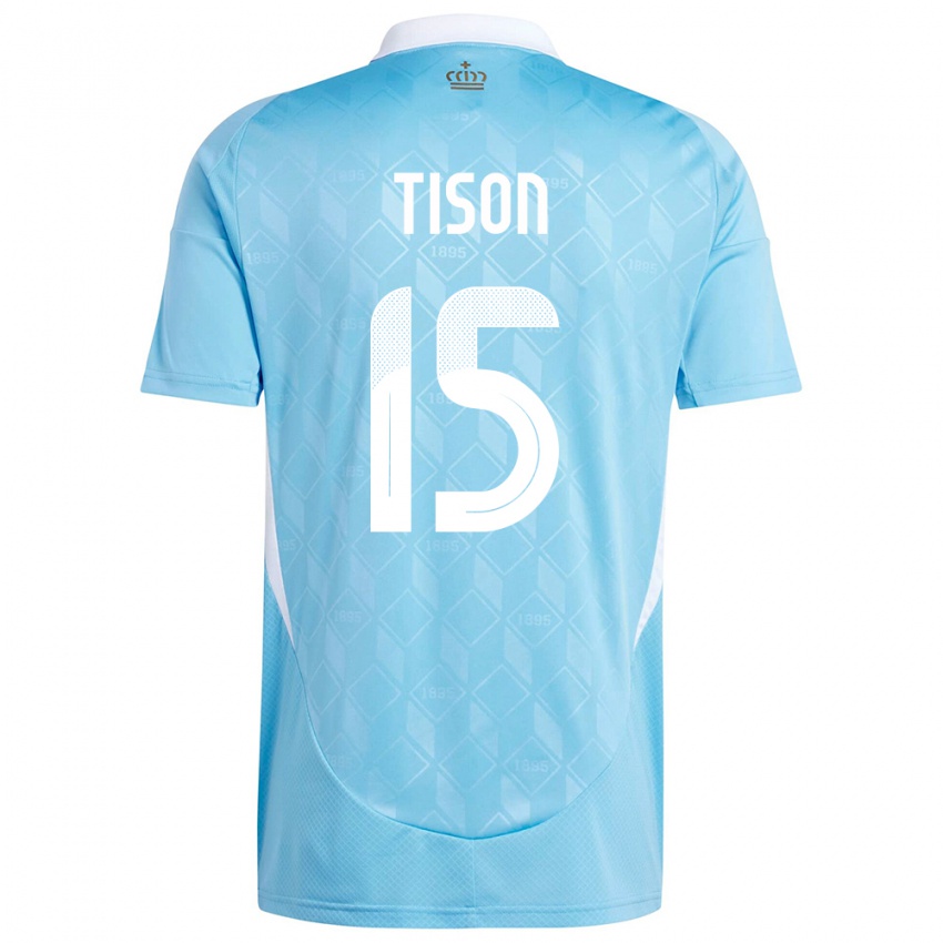Damen Belgien Charlotte Tison #15 Blau Auswärtstrikot Trikot 24-26 T-Shirt Belgien