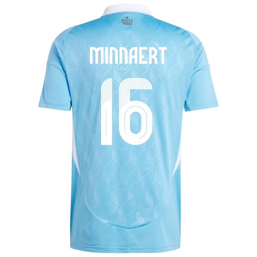Damen Belgien Marie Minnaert #16 Blau Auswärtstrikot Trikot 24-26 T-Shirt Belgien