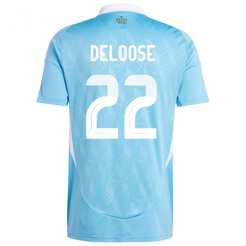 Damen Belgien Laura Deloose #22 Blau Auswärtstrikot Trikot 24-26 T-Shirt Belgien