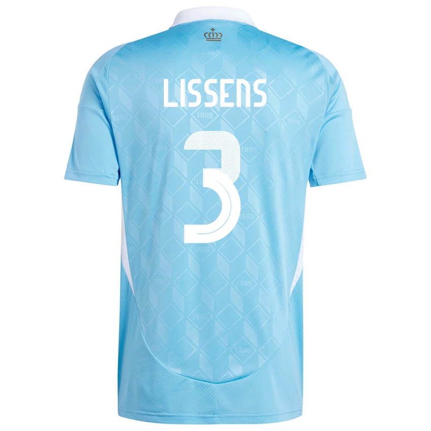 Damen Belgien Lucas Lissens #3 Blau Auswärtstrikot Trikot 24-26 T-Shirt Belgien