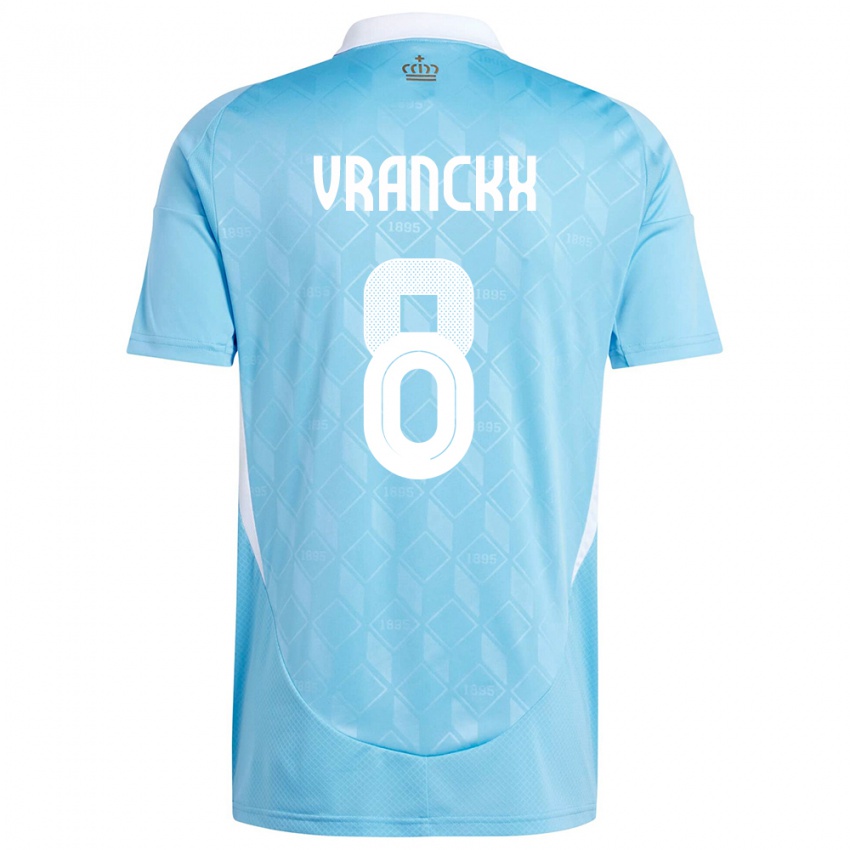 Damen Belgien Aster Vranckx #8 Blau Auswärtstrikot Trikot 24-26 T-Shirt Belgien