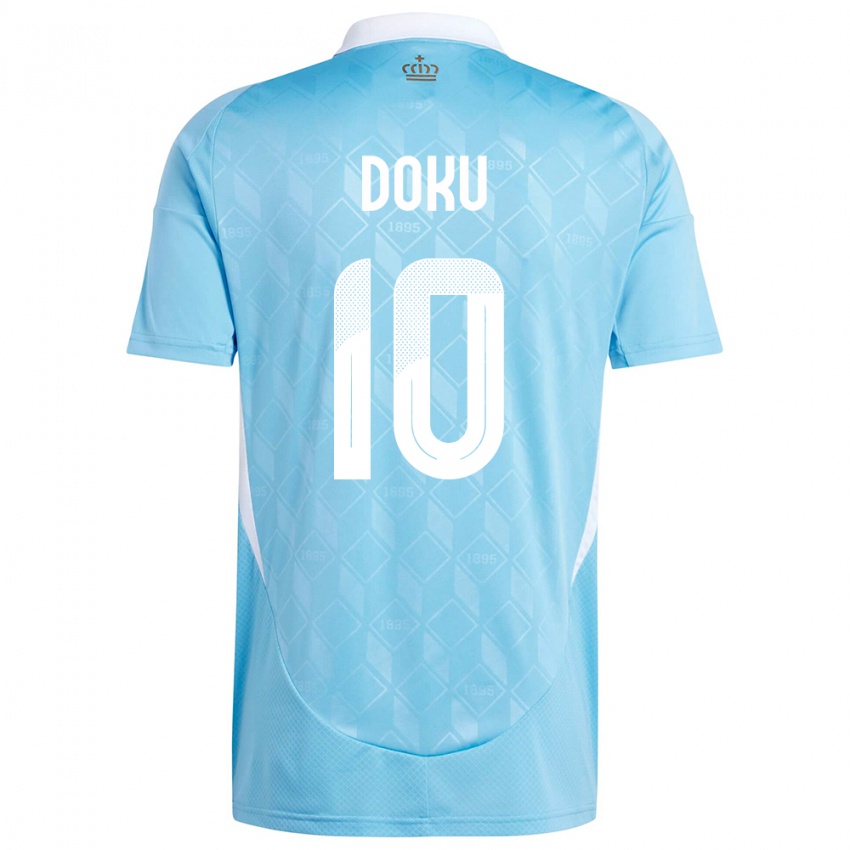 Damen Belgien Jeremy Doku #10 Blau Auswärtstrikot Trikot 24-26 T-Shirt Belgien