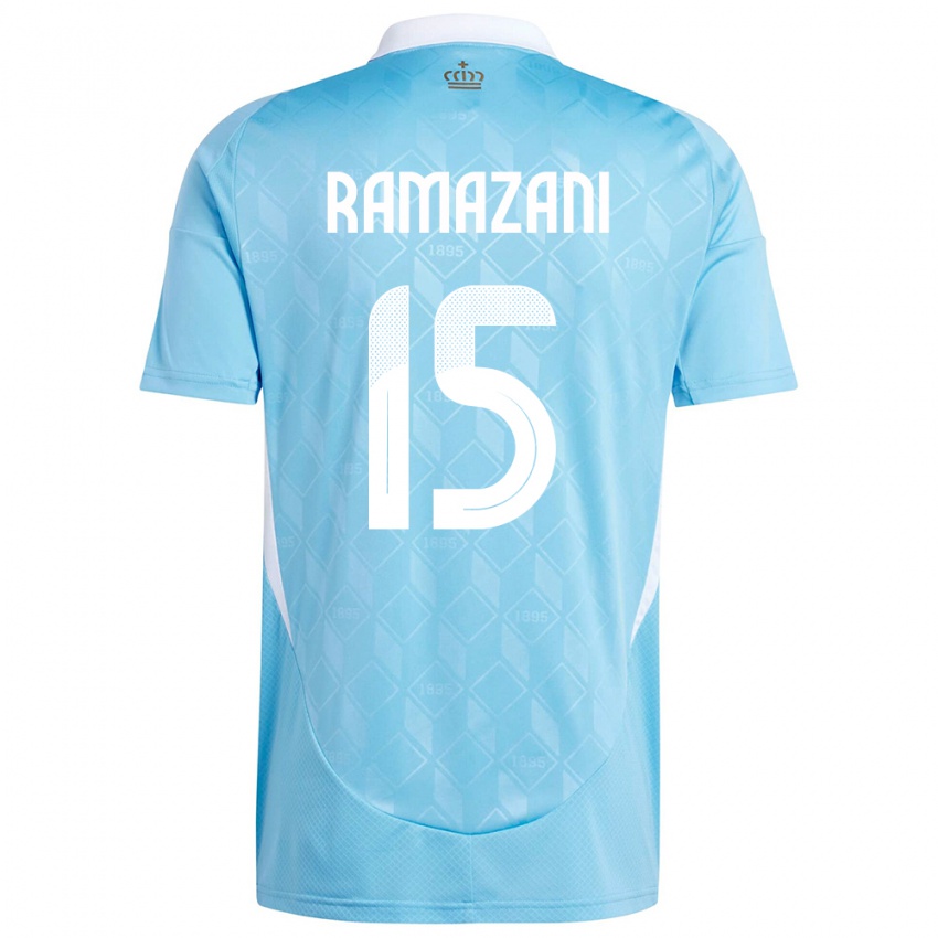 Damen Belgien Largie Ramazani #15 Blau Auswärtstrikot Trikot 24-26 T-Shirt Belgien